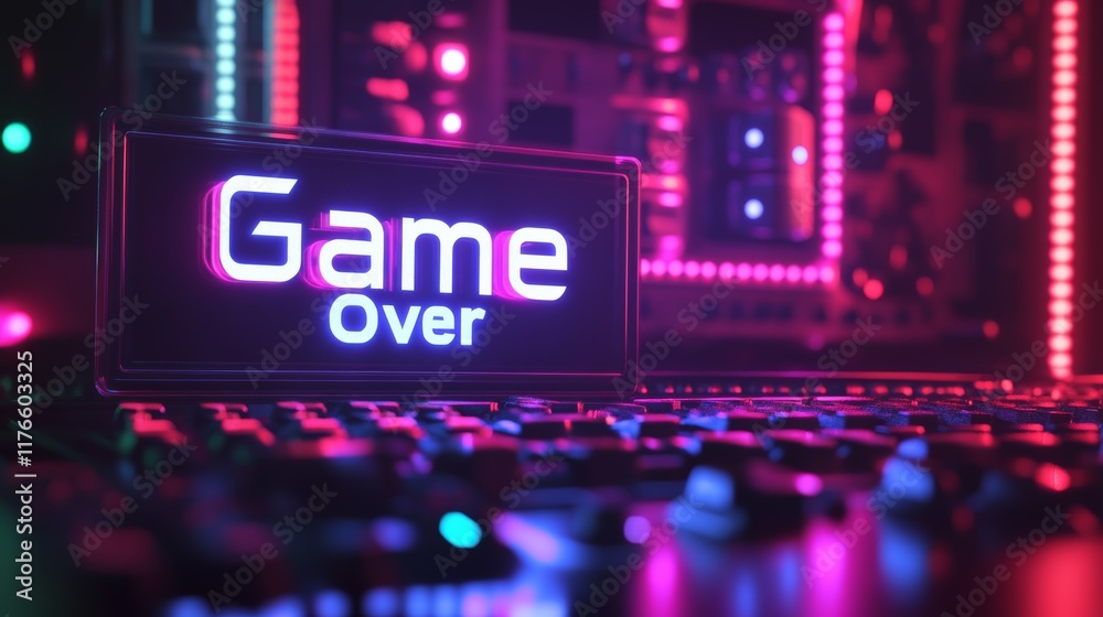 Fototapete abstract animation of game over text background.