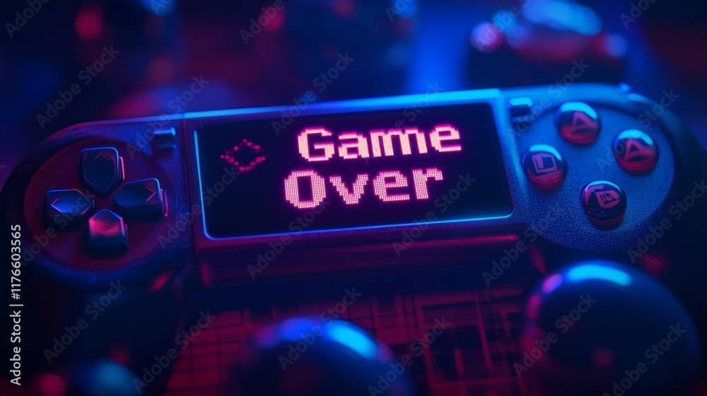 Fototapete abstract animation of game over text background.