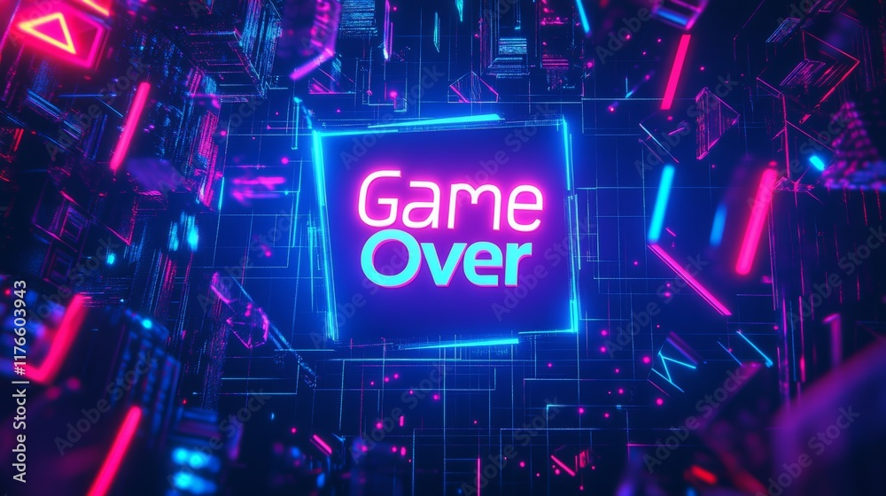 Fototapete abstract animation of game over text background.