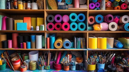 Fototapeta premium Craft Room Shelf Inspiration, generative ai