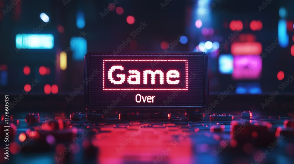 Fototapete abstract animation of game over text background.