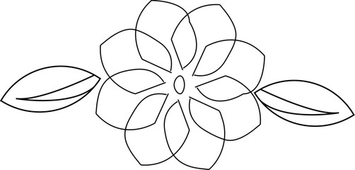 black and white flower line art