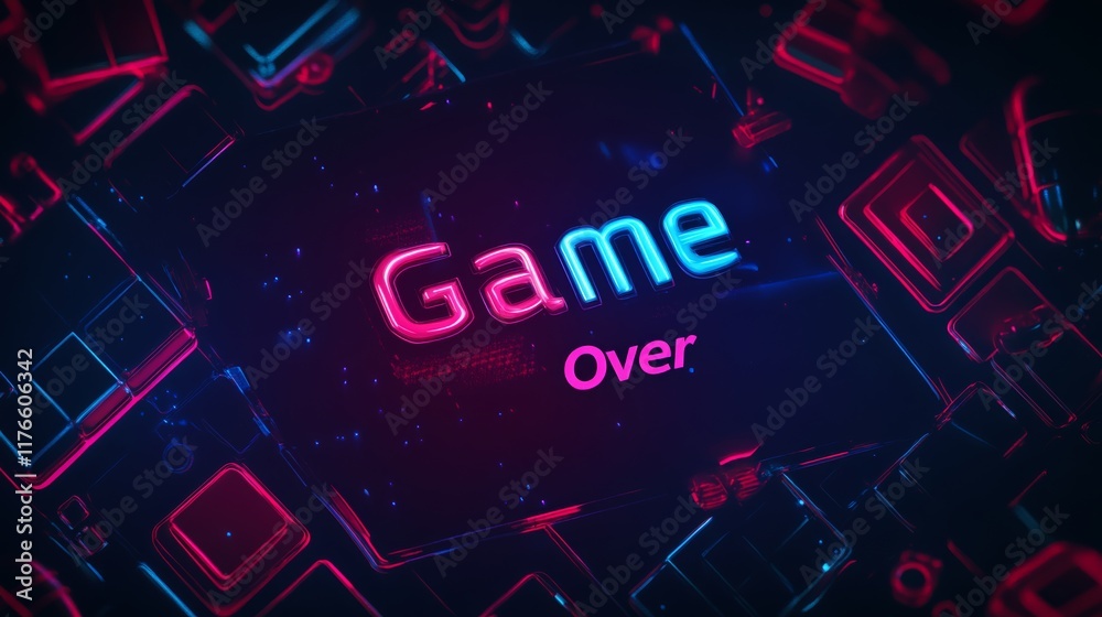 Fototapete abstract animation of game over text background.