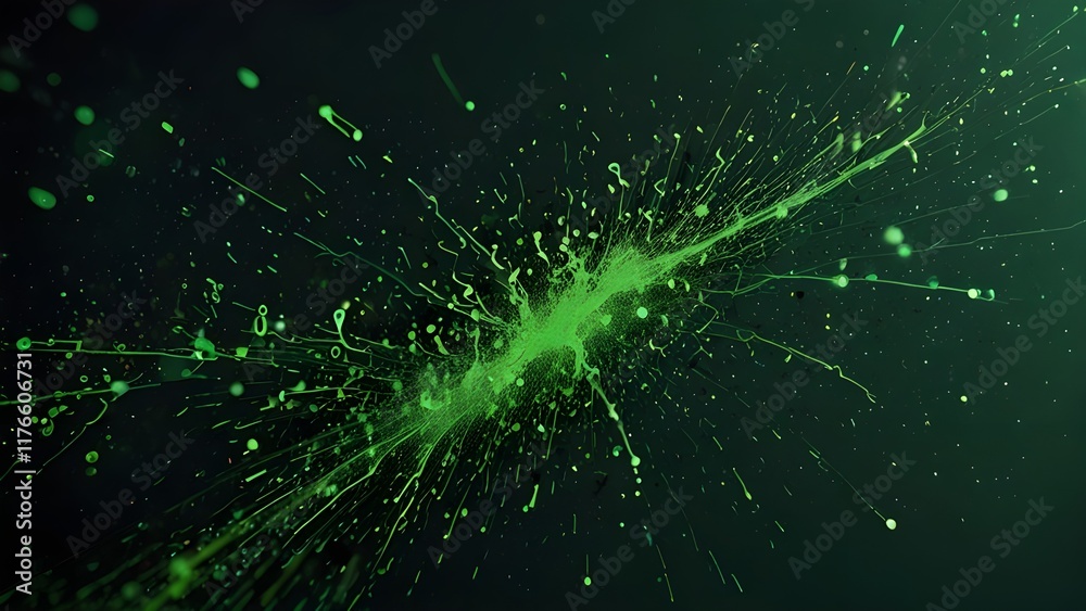 Fototapete toxic green background with chaotic flying particles generative ai
