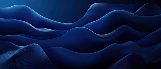 Obraz premium Dark blue abstract moving smoothed lines with futuristic glowing effect and empty blank background