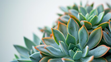 Fototapeta premium Close up of a succulent with orange edges on its green leaves. AI generative. .