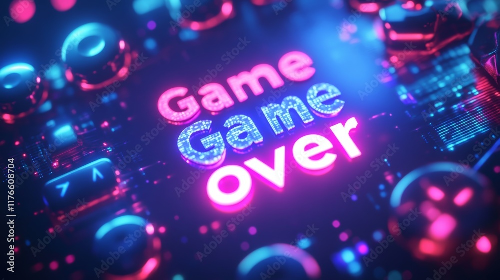 Fototapete abstract animation of game over text background.
