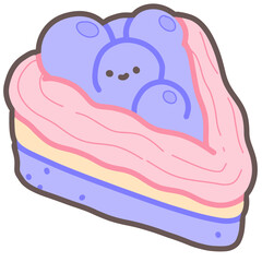 Cute Blueberry Cake Slice Illustration
