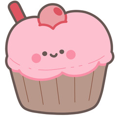 Cute Kawaii Cupcake with Cherry Topping