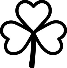 simple shape shamrock icon.
Thick outline of clover.
Transparent background.