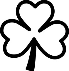 simple shape shamrock icon.
Thick outline of clover.
Transparent background.