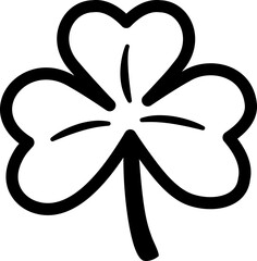 simple shape shamrock icon.
Thick outline of clover.
Transparent background.