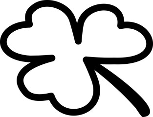 simple shape shamrock icon.
Thick outline of clover.
Transparent background.