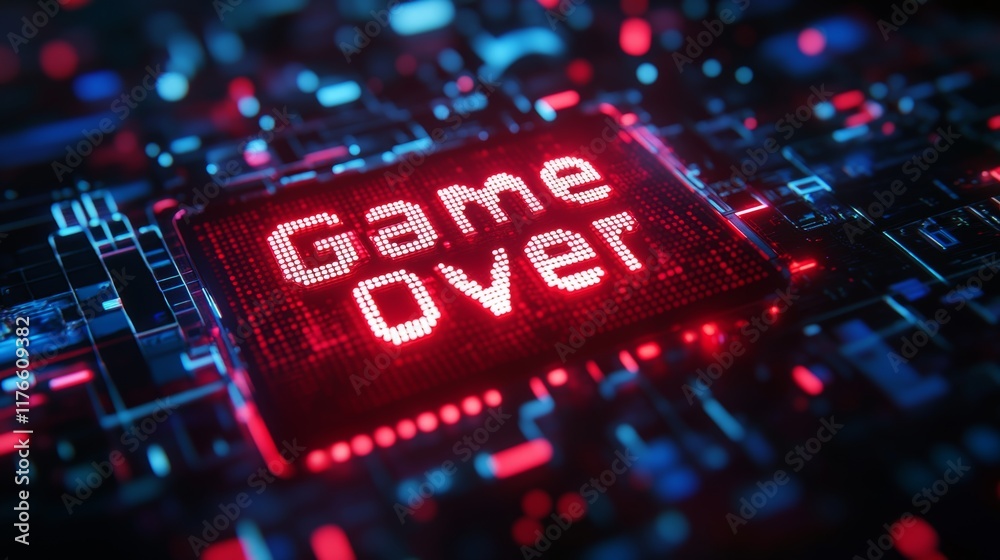 Fototapete abstract animation of game over text background.