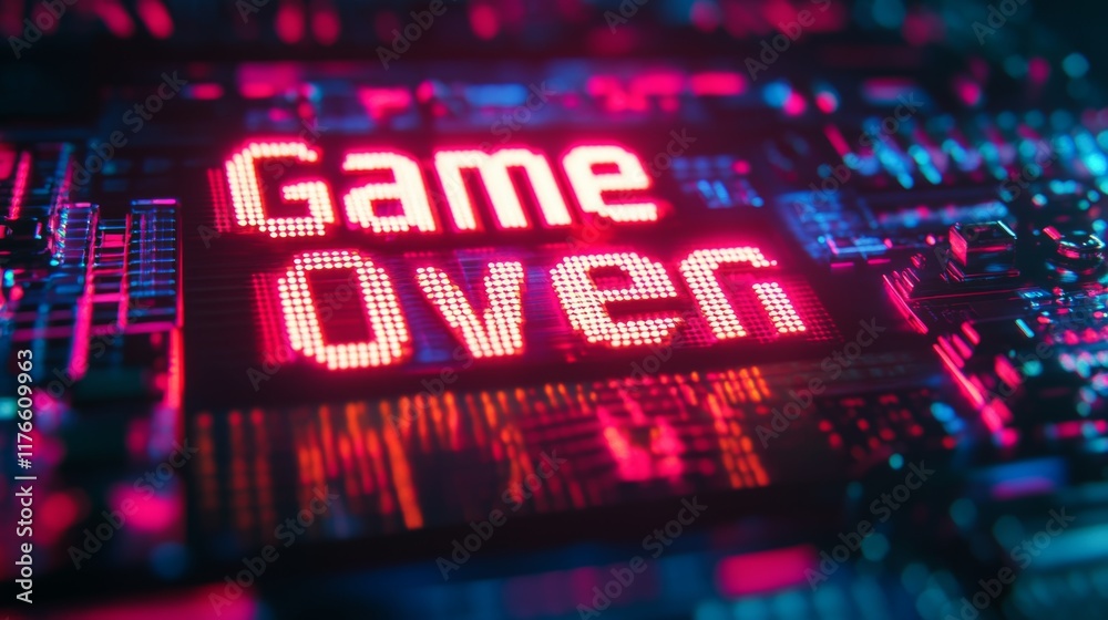 Fototapete abstract animation of game over text background.