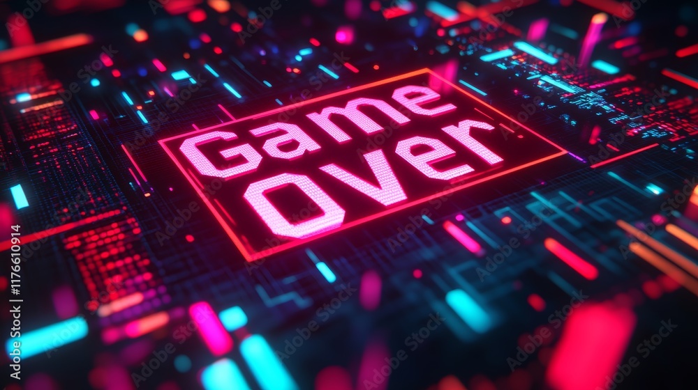 Fototapete abstract animation of game over text background.