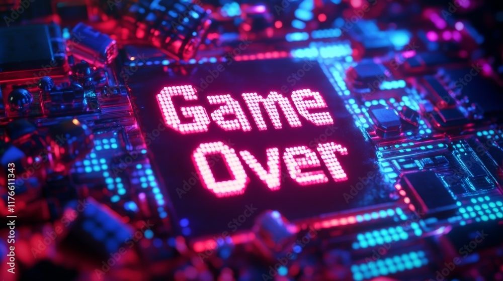 Fototapete abstract animation of game over text background.
