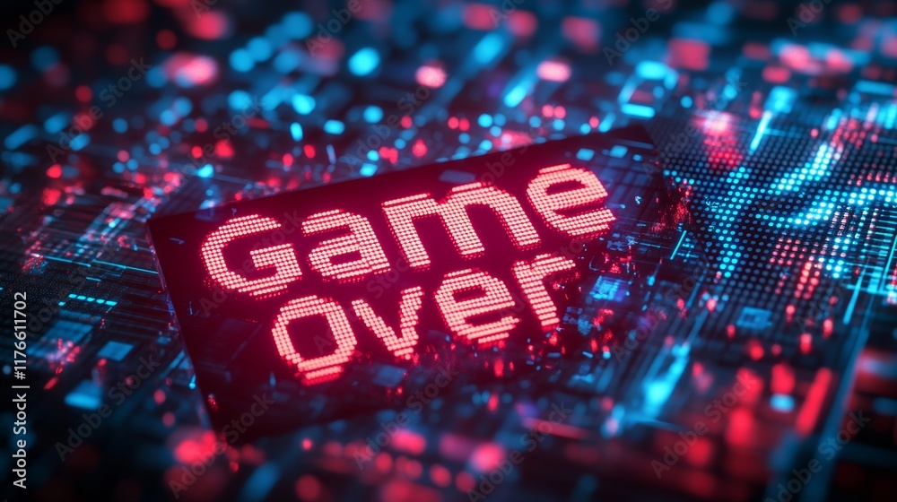 Fototapete abstract animation of game over text background.