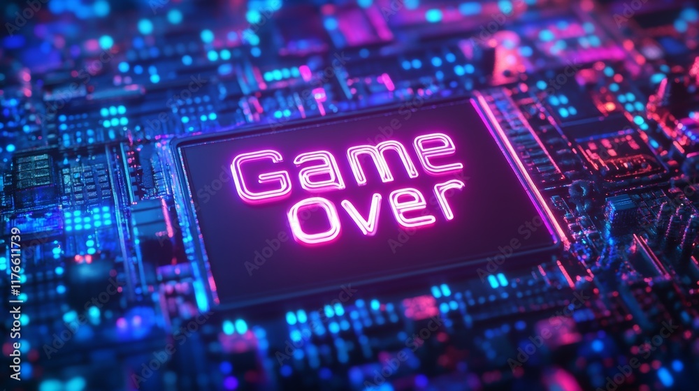 Fototapete abstract animation of game over text background.
