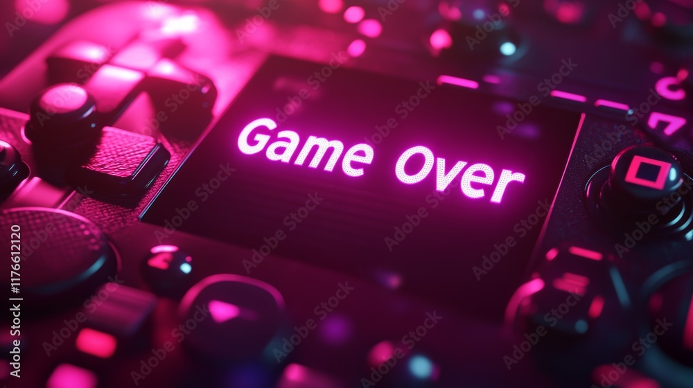 Fototapete abstract animation of game over text background.