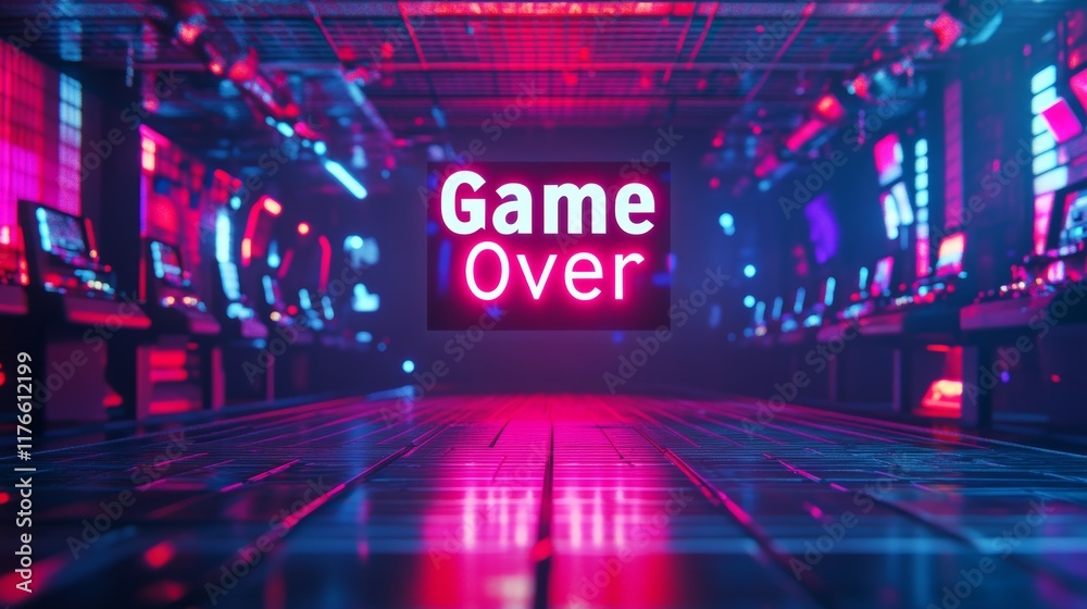 Fototapete abstract animation of game over text background.