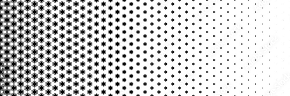 Aufkleber horizontal halftone of black flower design for pattern and background.