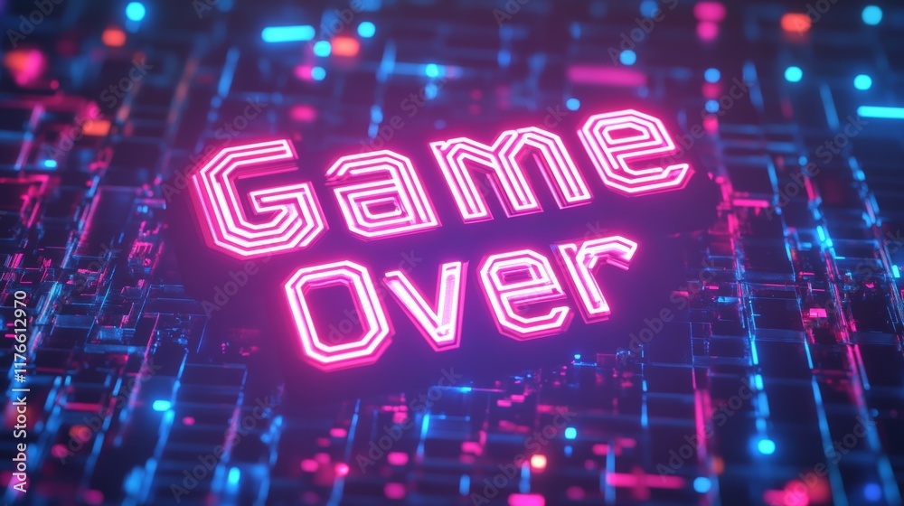 Fototapete abstract animation of game over text background.
