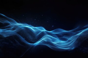 Fototapeta premium Glowing cyan Neon Lights in the Dark. Elegant Background with Copy Space