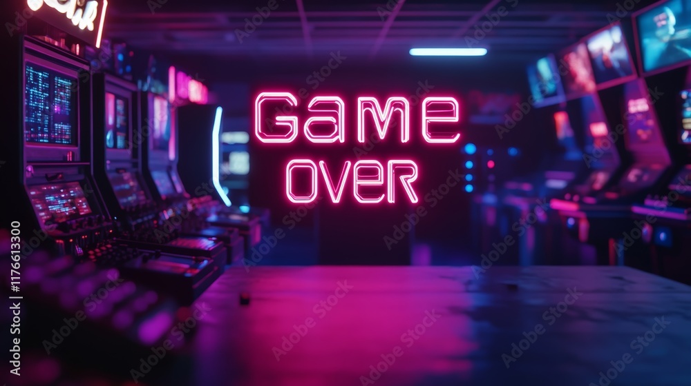 Fototapete abstract animation of game over text background.