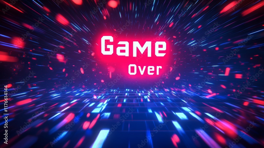 Fototapete abstract animation of game over text background.