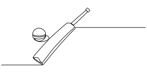 professional cricket bat continuous single one line drawing art vector design, Competitive sport concept. Dynamic single line draw design for advertisement poster pro vector illustration outline. 
