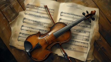 Elegant Violin and Bow