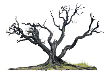 Fototapeta premium old dead spooky tree isolated on white or transparent background