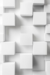 Obraz premium 3D white square empty boxes on the wall, minimalist background