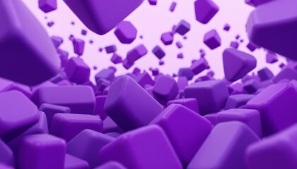 Obraz premium Dynamic Abstract Composition of Purple Geometric Shapes in Motion