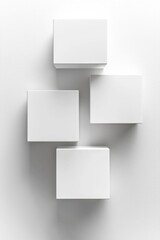 3D white square empty boxes on the wall, minimalist background