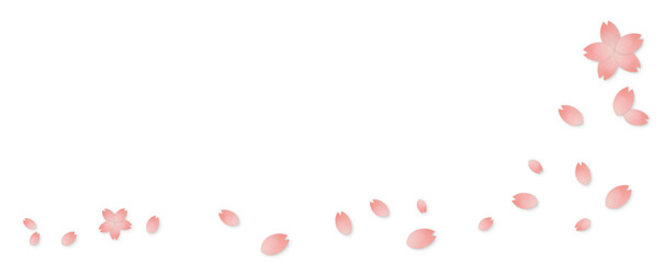 立体的なピンク色の桜の花が散りばめられたバナー