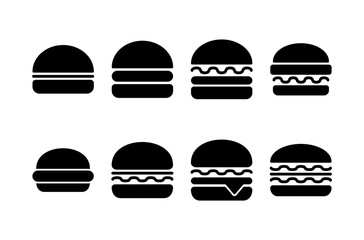 Hamburger icon vector isolated on white background. Burger and hamburger icon. Fast food vector icon