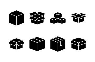 Box icon vector isolated on white background. Cardboard box, packaging open. Box vector icon