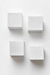 3D white square empty boxes on the wall, minimalist background