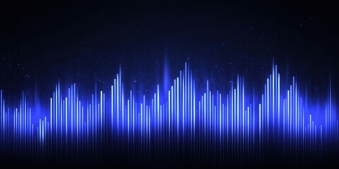 Abstract Blue Sound Wave Pattern with Light Effects on Dark Background