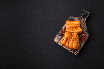 Grilled fish fillet with salt, spices and herbs
