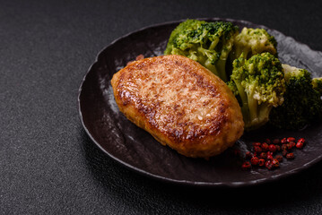 Delicious fresh green broccoli steamed in a ceramic plate