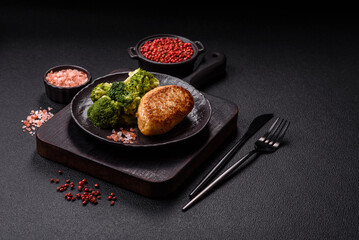 Delicious fresh green broccoli steamed in a ceramic plate