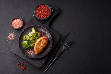 Delicious fresh green broccoli steamed in a ceramic plate