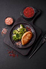 Delicious fresh green broccoli steamed in a ceramic plate