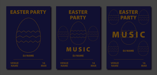 Easter Party eggs and text ads poster set for clubs and venues