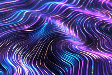 Fototapeta premium Neon Wave Pattern with Vibrant Light Trails on a Dark Background