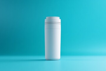 White bottle, teal background, product mockup