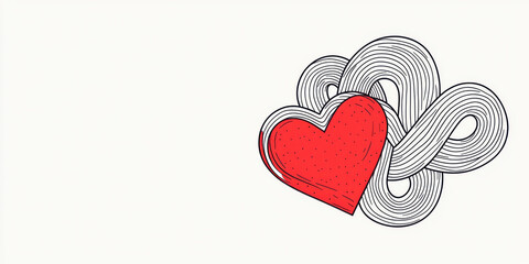 vibrant red heart intertwined with flowing lines, symbolizing love and connection